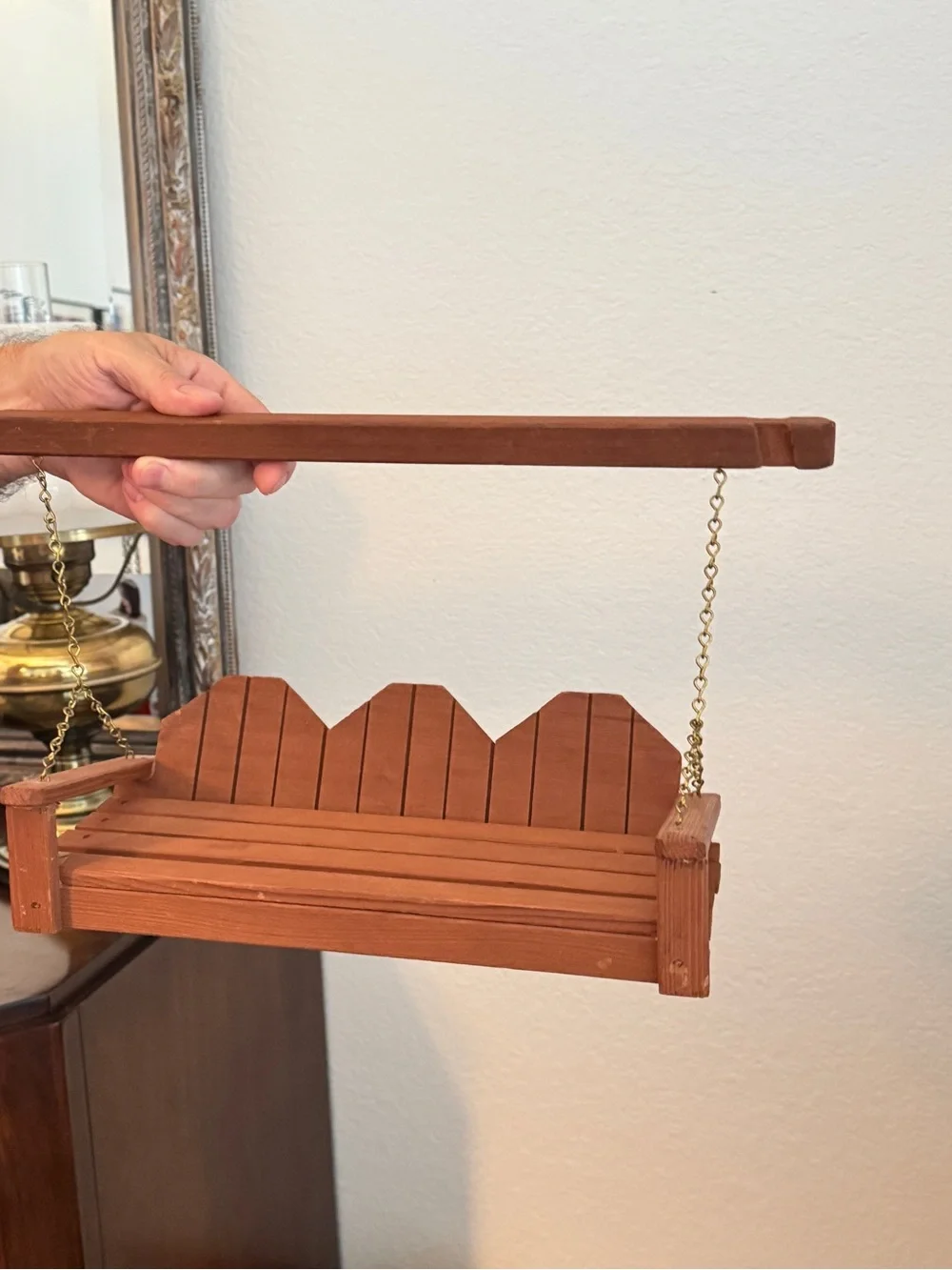 Handcrafted Vintage Wooden Doll Hanging Swing 11.5